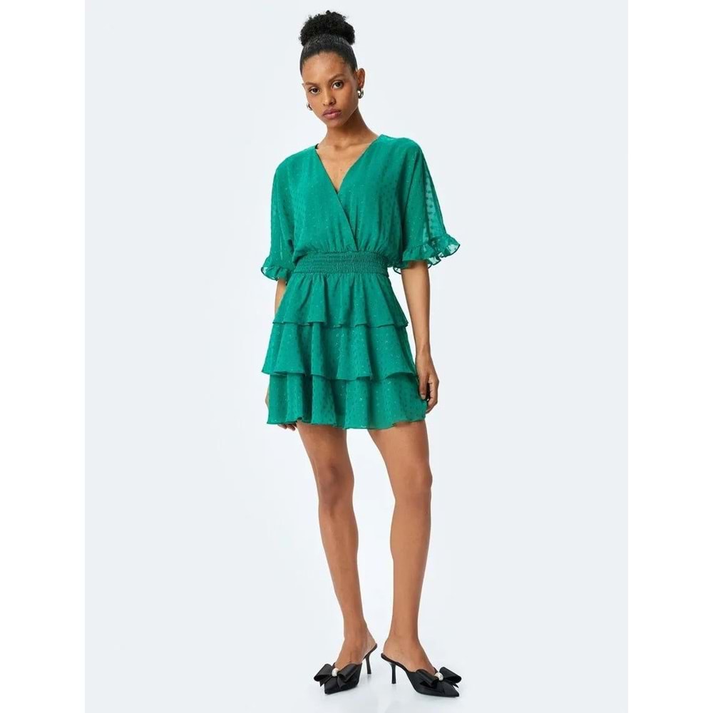 Puantiyeli Gipeli Mini Elbise 5SAK80038FW - KOTON - YEŞİL - 40