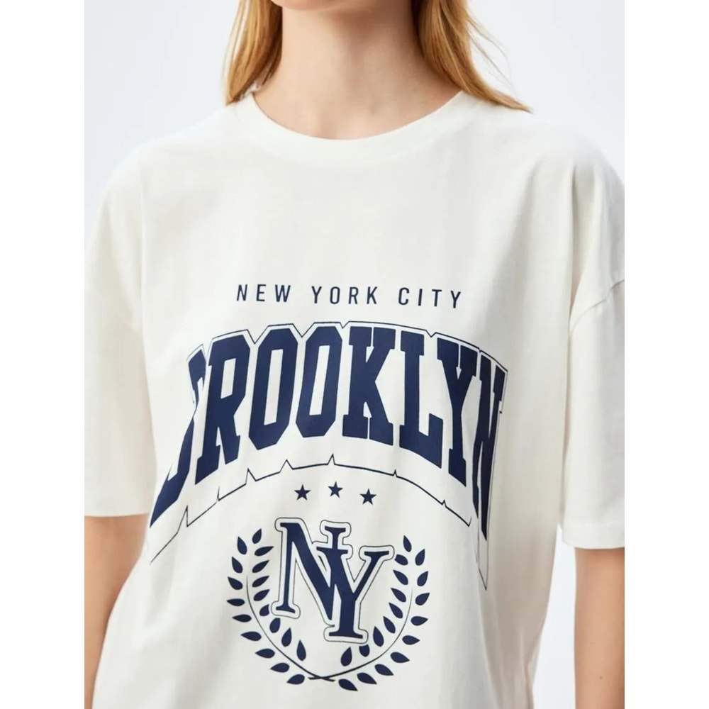 Oversize Tişört Kolej Baskılı 5SAL10023IK