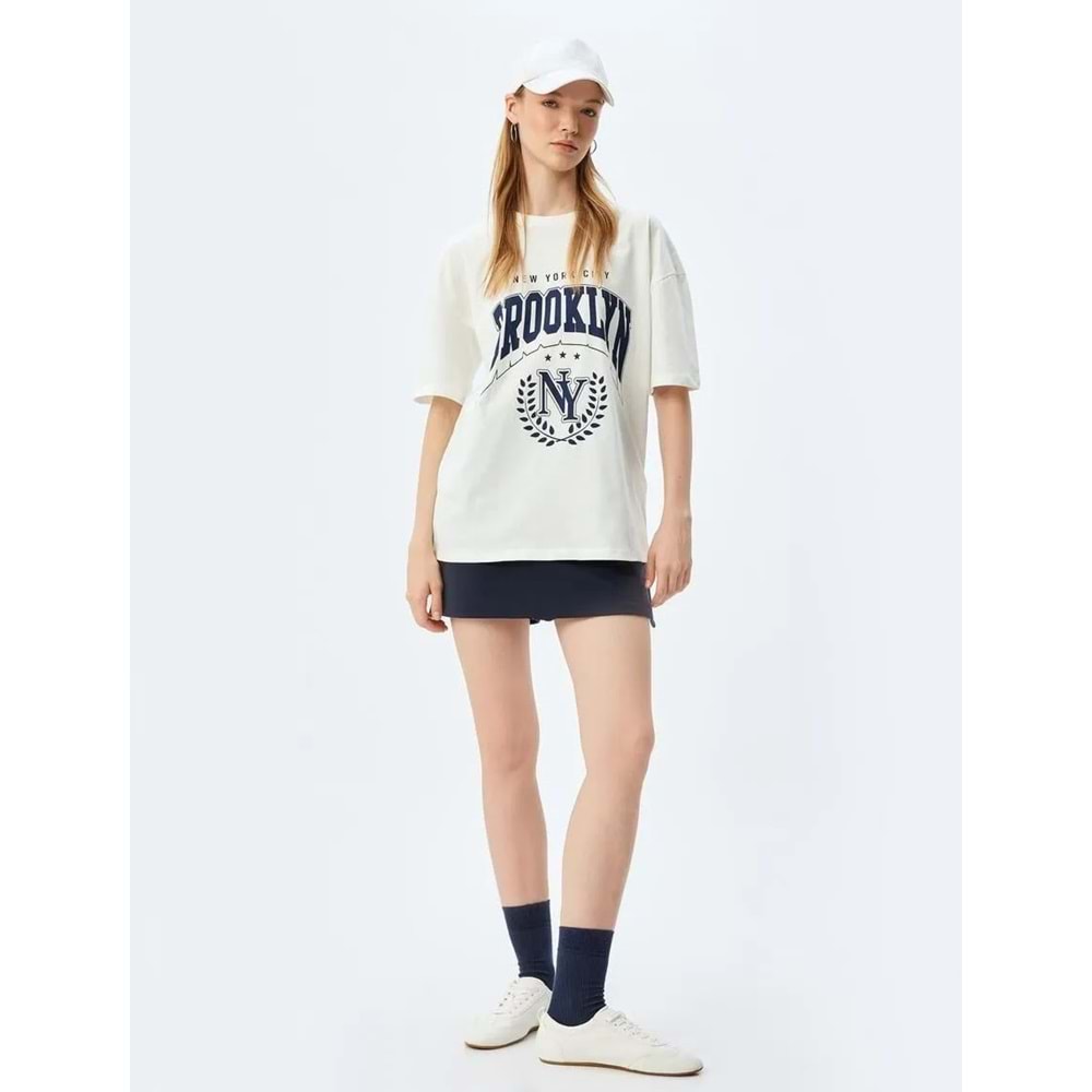 Oversize Tişört Kolej Baskılı 5SAL10023IK
