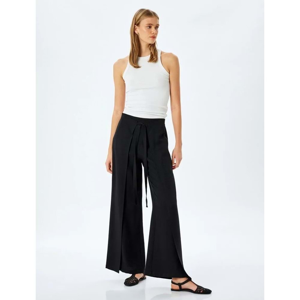 Bol Paça Viskon Pantolon 5SAK40093UW - KOTON - SİYAH - 38