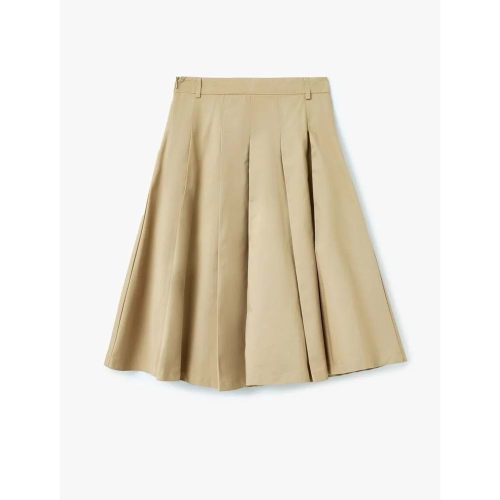 Kalın Pileli A Kesim Cep Detaylı Uzun Etek 5SAL70035IW - KOTON - BEJ - 34