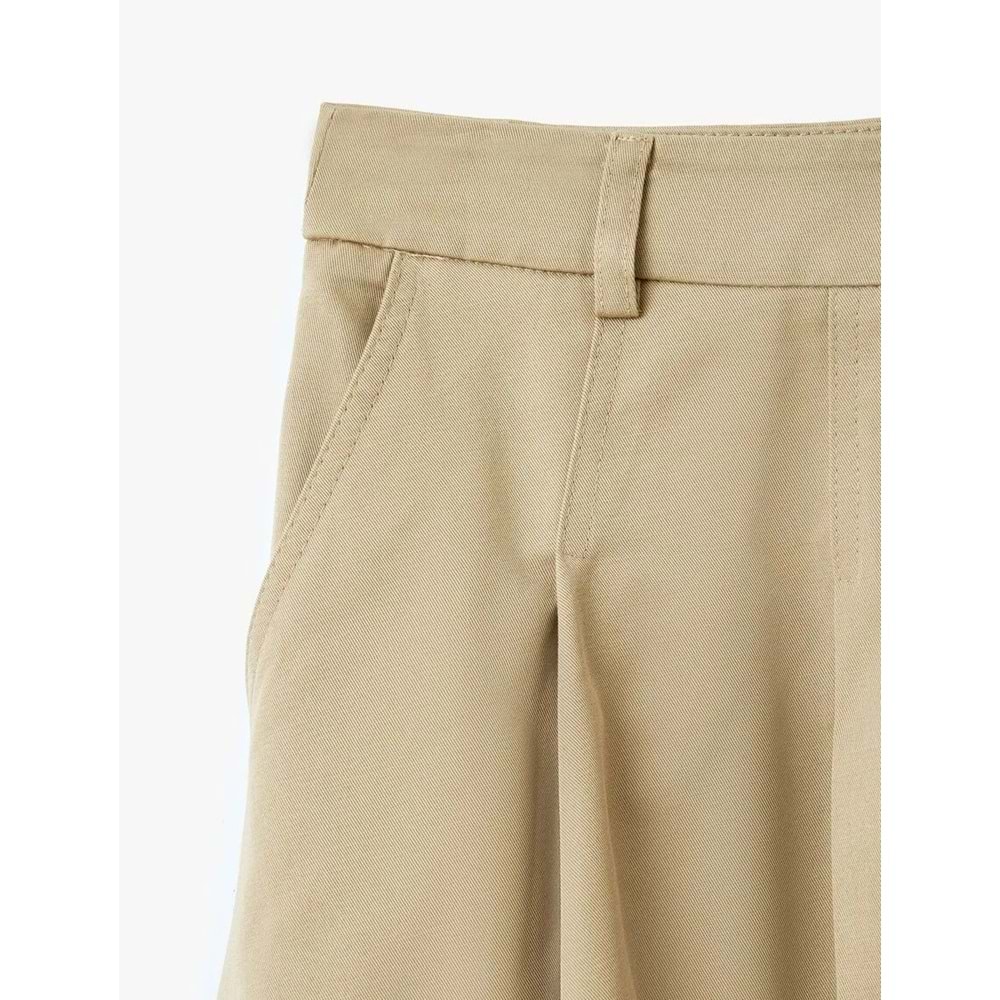 Kalın Pileli A Kesim Cep Detaylı Uzun Etek 5SAL70035IW - KOTON - BEJ - 34