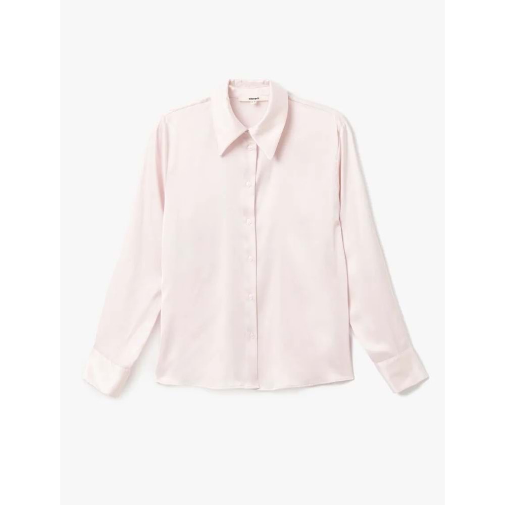 Klasik Yaka Saten Gömlek 5SAK60177PW - KOTON - PEMBE - 38