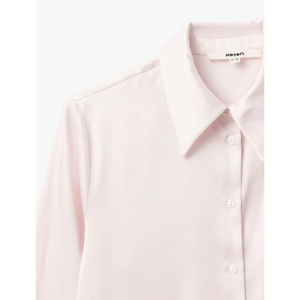 Klasik Yaka Saten Gömlek 5SAK60177PW - KOTON - PEMBE - 38