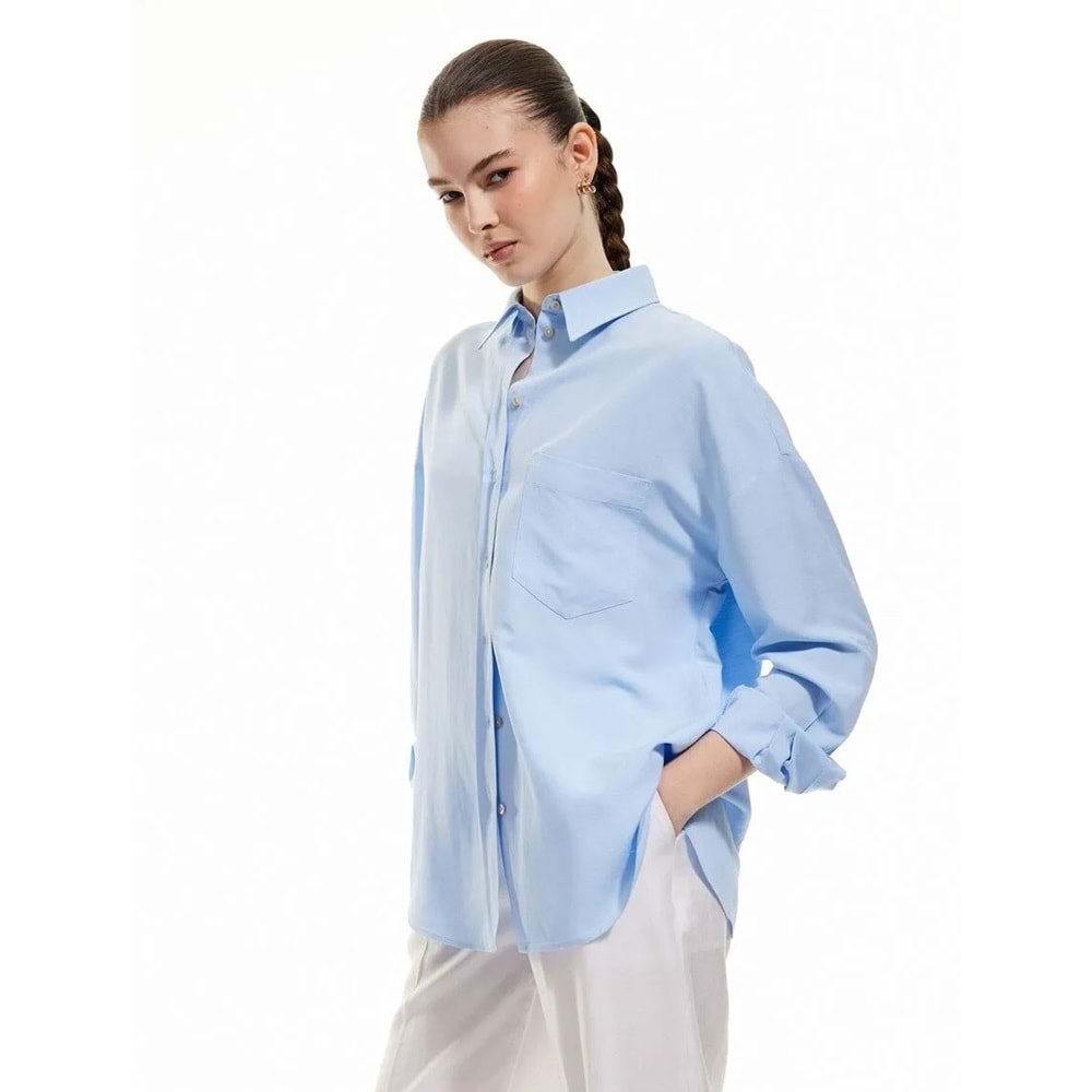 Kadın Giyim Gömlek 5SAK60262UW - KOTON - MAVİ - 38