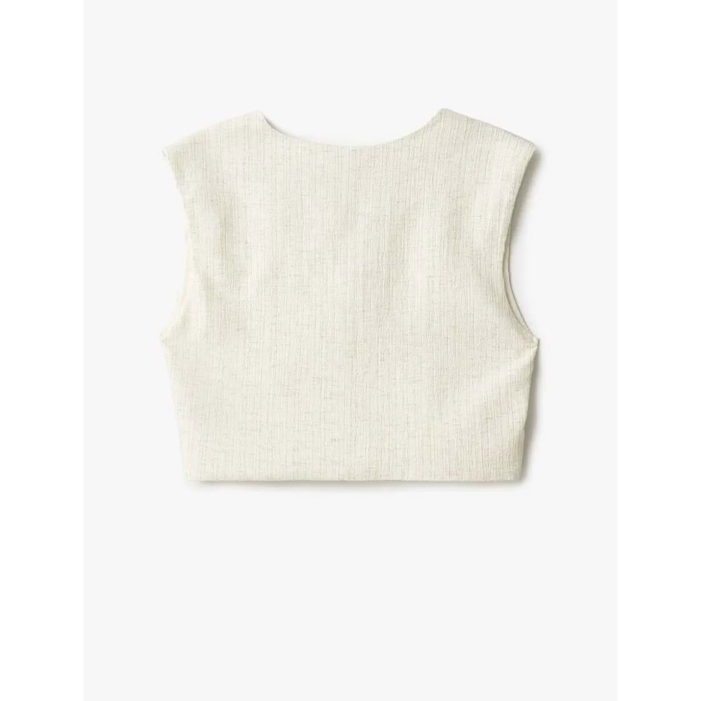 Düğmeli Crop Blazer Yelek 5SAK20031PW - KOTON - BEJ - 42