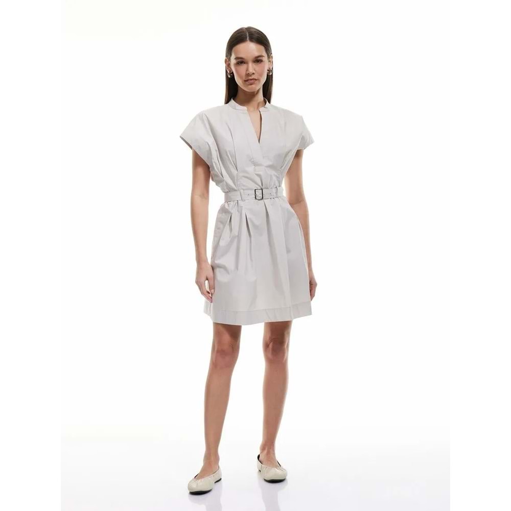 A Kesim Kemerli Mini Elbise 5SAL80076IW - KOTON - BEJ - 40