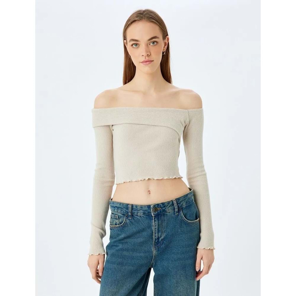 Madonna Yaka Slim Fit Crop 5SAL10451IK - KOTON - BEJ - M