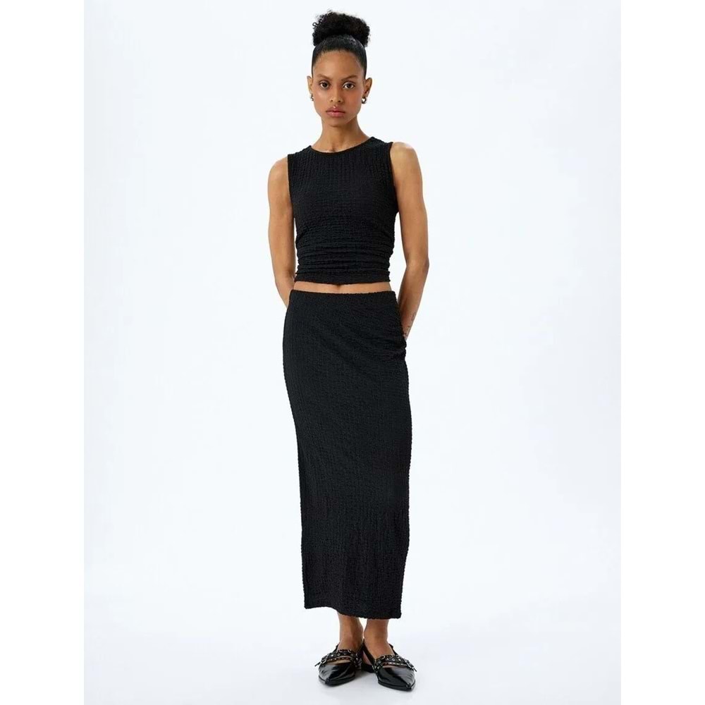 Yüksek Bel Kalem Etek 5SAK10002UK - KOTON - SİYAH - XL
