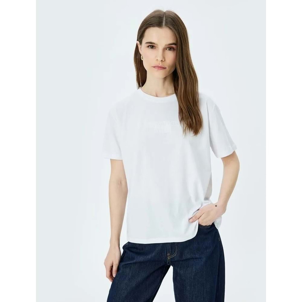Bisiklet Yaka Kısa Kollu Basic Tişört 5SAK50078EK - KOTON - BEYAZ - XXL