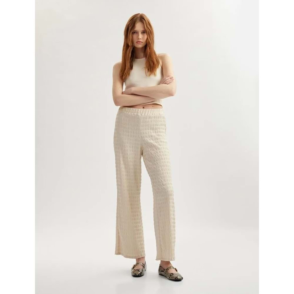 Bol Paça Dokulu Pantolon 5SAK40011UK - KOTON - BEJ - XL