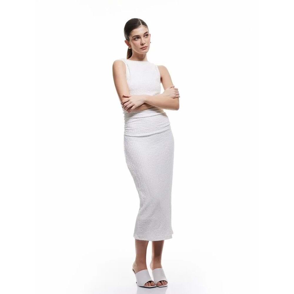 Kolsuz Slim Fit Kalem Elbise 5SAK80031UK - KOTON - KIRIK BEYAZ - S