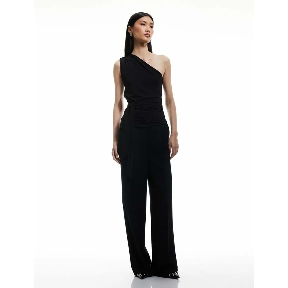 Drape Detaylı Tek Omuz Bluz 5SAK10043EK - KOTON - SİYAH - L
