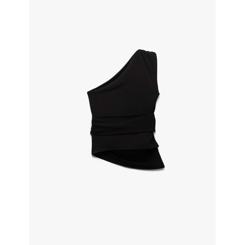 Drape Detaylı Tek Omuz Bluz 5SAK10043EK - KOTON - SİYAH - L