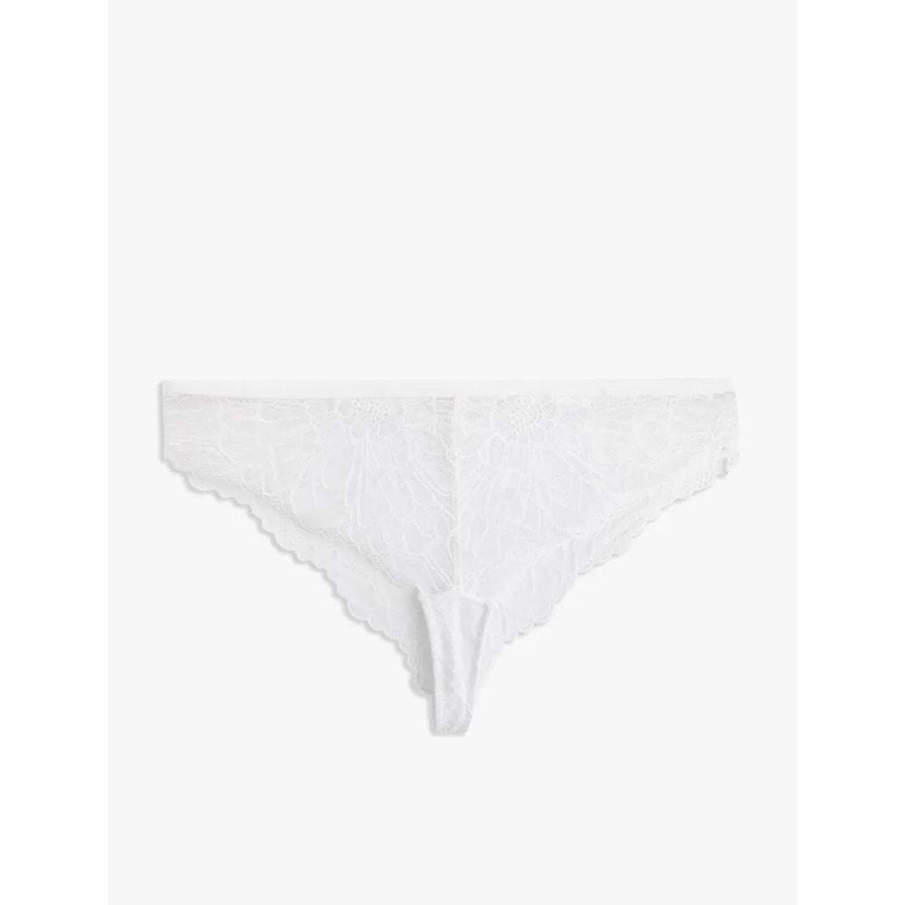 Normal Bel Dantelli Brazilian Külot 5SLK30021MK - KOTON - BEYAZ - S