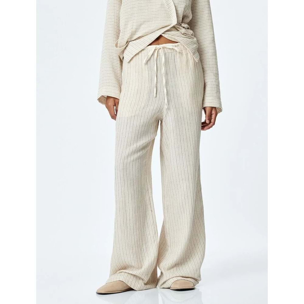 Pamuklu Yüksek Bel Cepli Bol Kesim Pantolon 5SAK40090UW - KOTON - KAHVERENGİ - 34