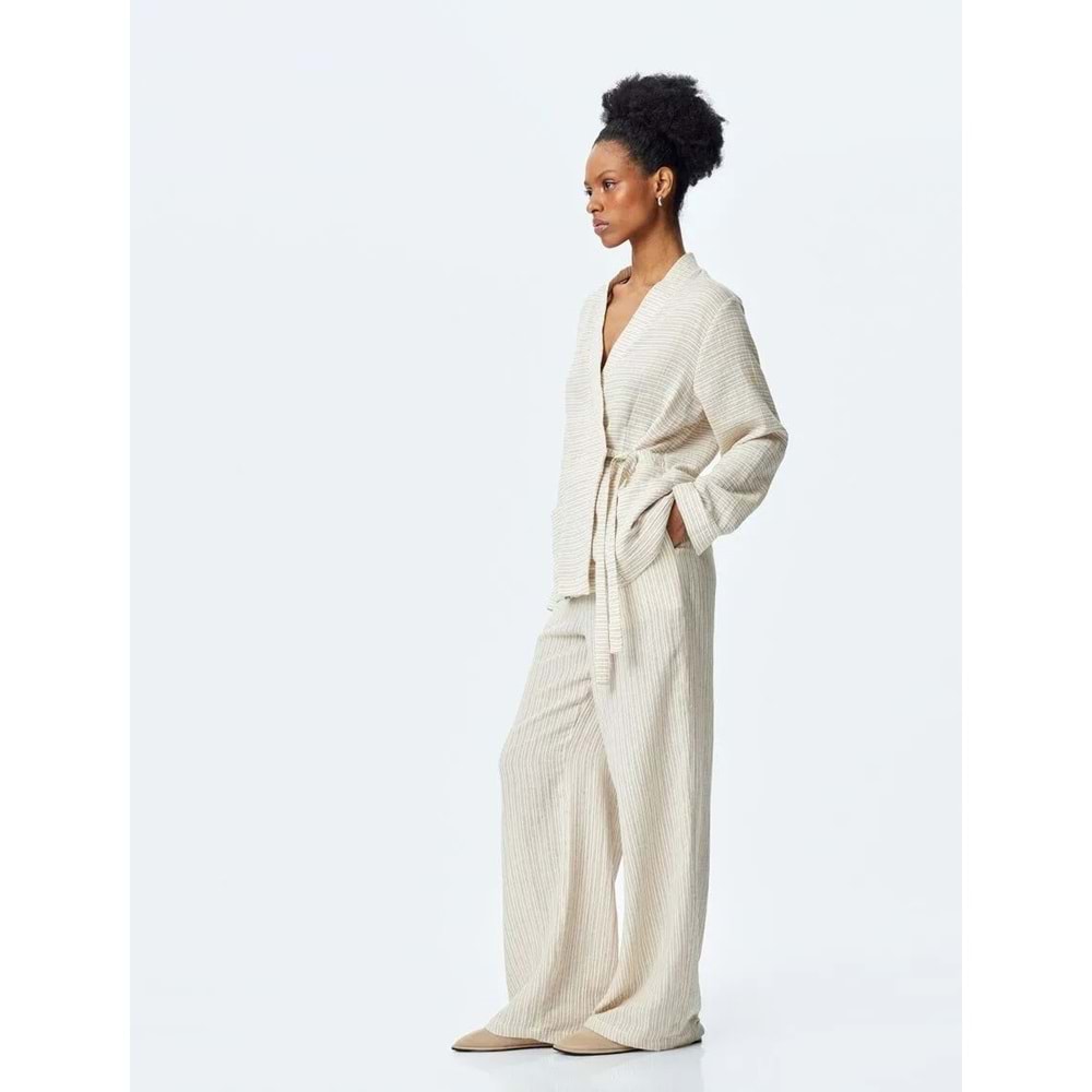 Pamuklu Yüksek Bel Cepli Bol Kesim Pantolon 5SAK40090UW - KOTON - KAHVERENGİ - 34