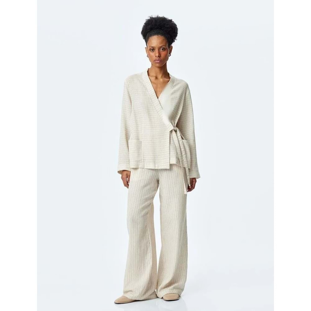 Pamuklu Yüksek Bel Cepli Bol Kesim Pantolon 5SAK40090UW - KOTON - KAHVERENGİ - 34