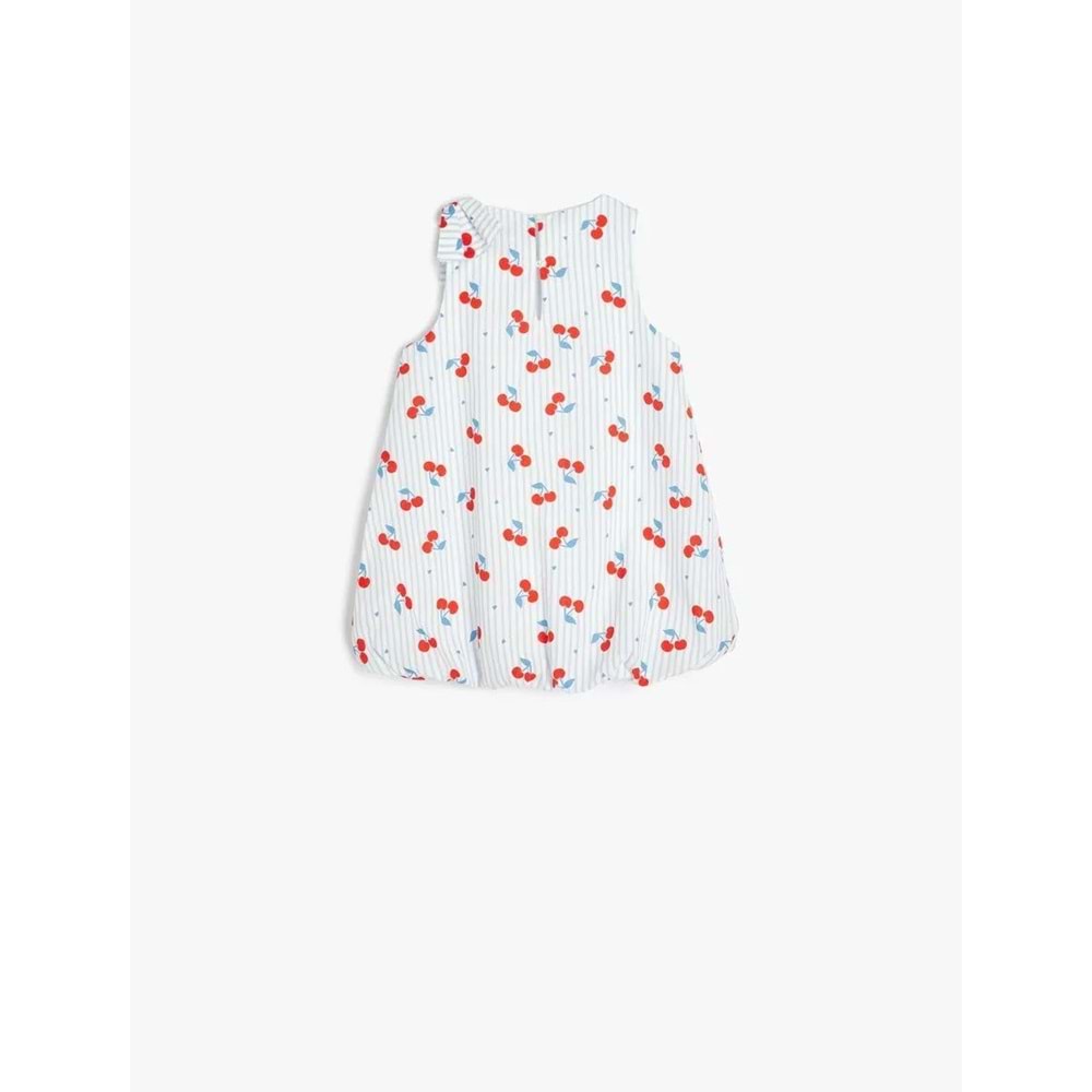 Kız Bebek Kiraz Desenli Fiyonk Detaylı Kolsuz Pamuklu Elbise 5SMG80067AW - KOTON - MAVİ - 24-36 AY