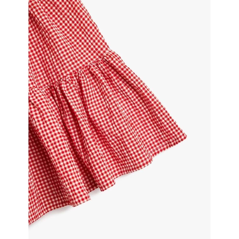 Kız Bebek Çiçek Aplikeli Kat Kat Detaylı A Kesim Askılı Elbise 5SMG80050AW - KOTON - KIRMIZI - 12-18 AY