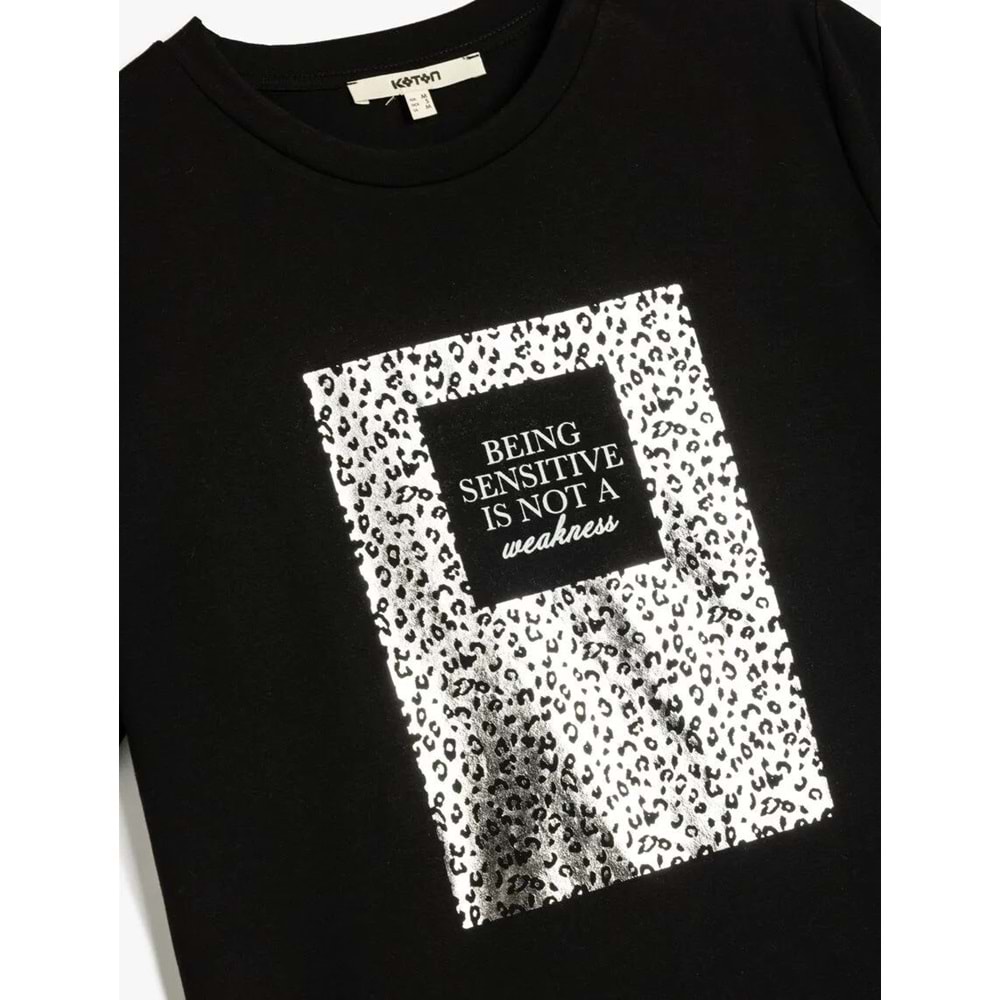 Bisiklet Yaka Kısa Kollu Metalik Baskılı Tişört 5SAK50116EK