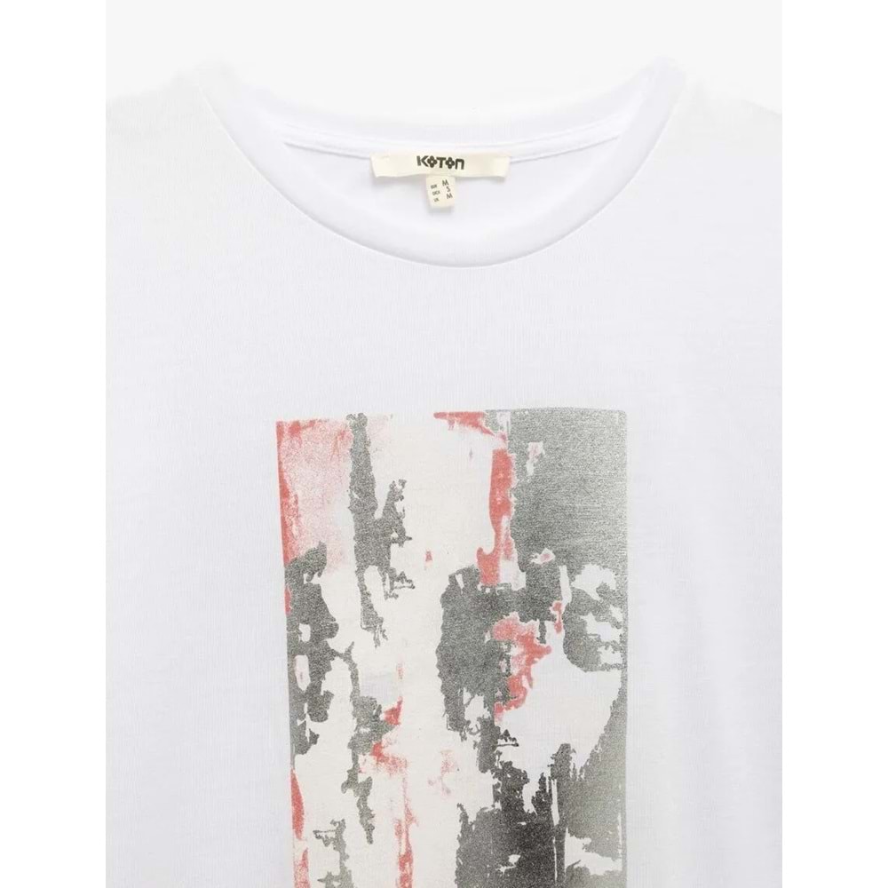 Kısa Kollu Bisiklet Yaka Baskılı Tişört 5SAK50118EK