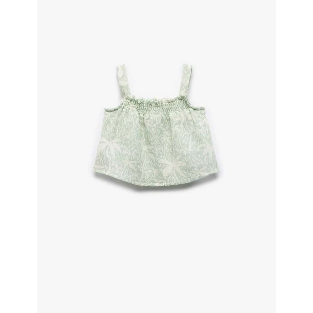 Kız Bebek Pamuklu Kare Yaka Gipeli Askılı Bluz 5SMG60034AW