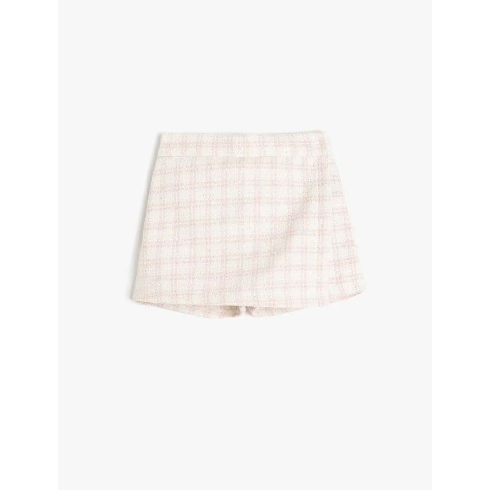 Kız Bebek Ekoseli Beli Lastikli Kruvaze Şort Etek 5SMG40030AW - KOTON - PEMBE - 3-4 YAŞ