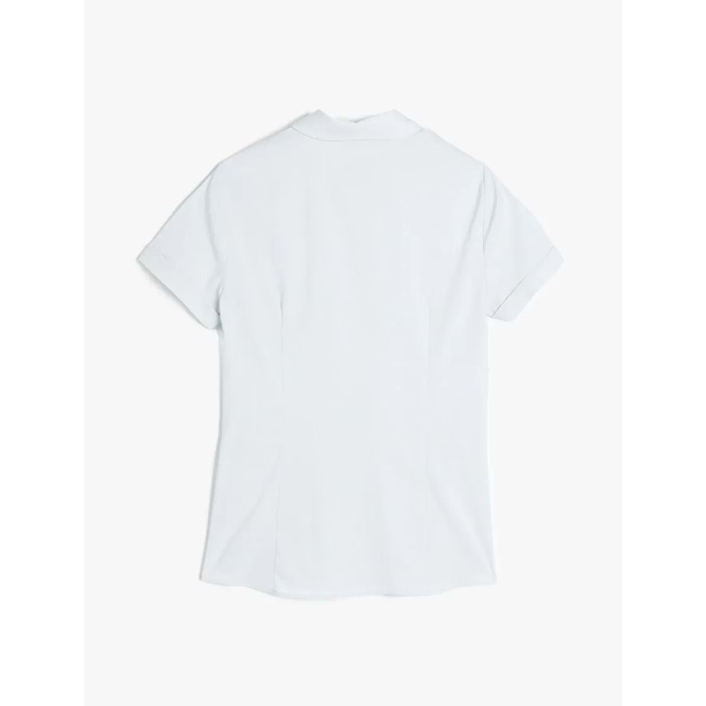 Slim Fit Klasik Yaka Kısa Kollu Gömlek 5SAK60036UW - KOTON - BEYAZ - 38