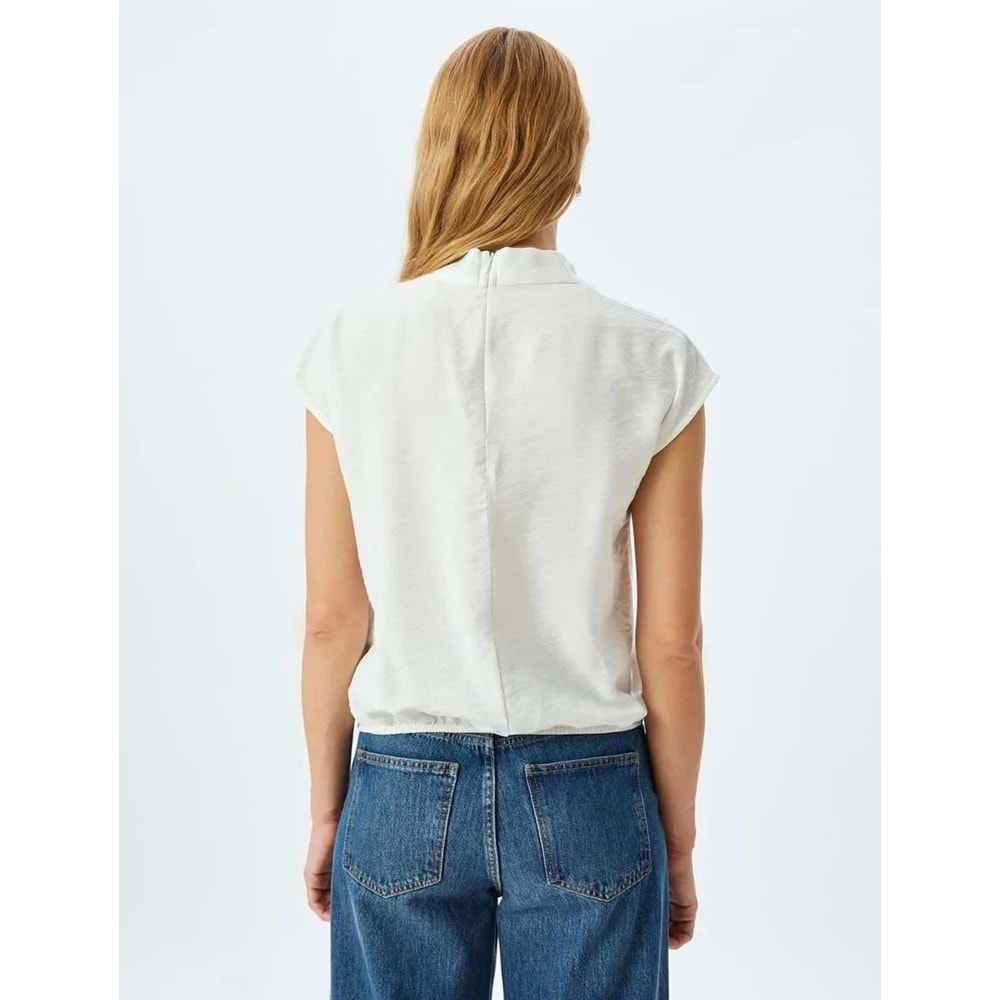 Kolsuz Dökümlü Degaje Yaka Viskon Bluz 5SAK60091UW - KOTON - BEYAZ - 36