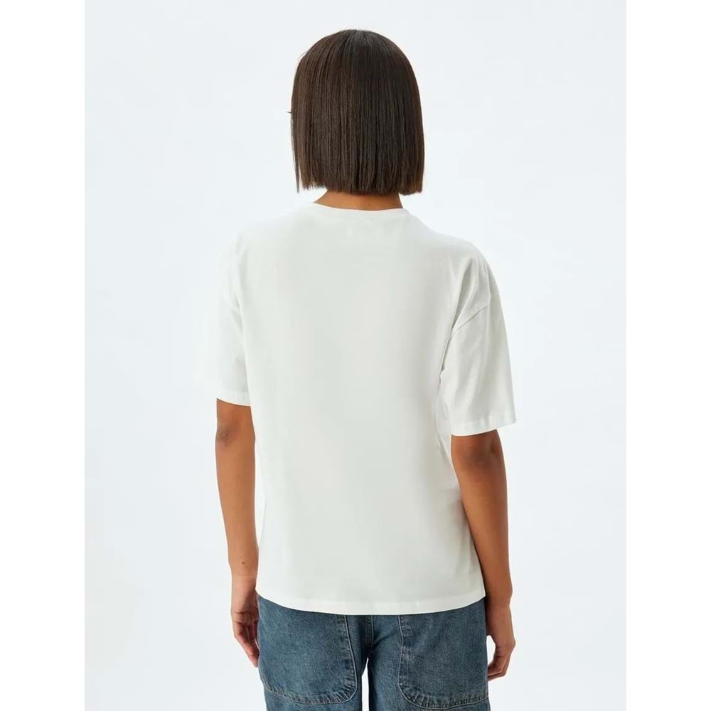 Oversize Tişört Kedi Baskılı Bisiklet Yaka Kısa Kollu Pamuklu 5SAL10132IK