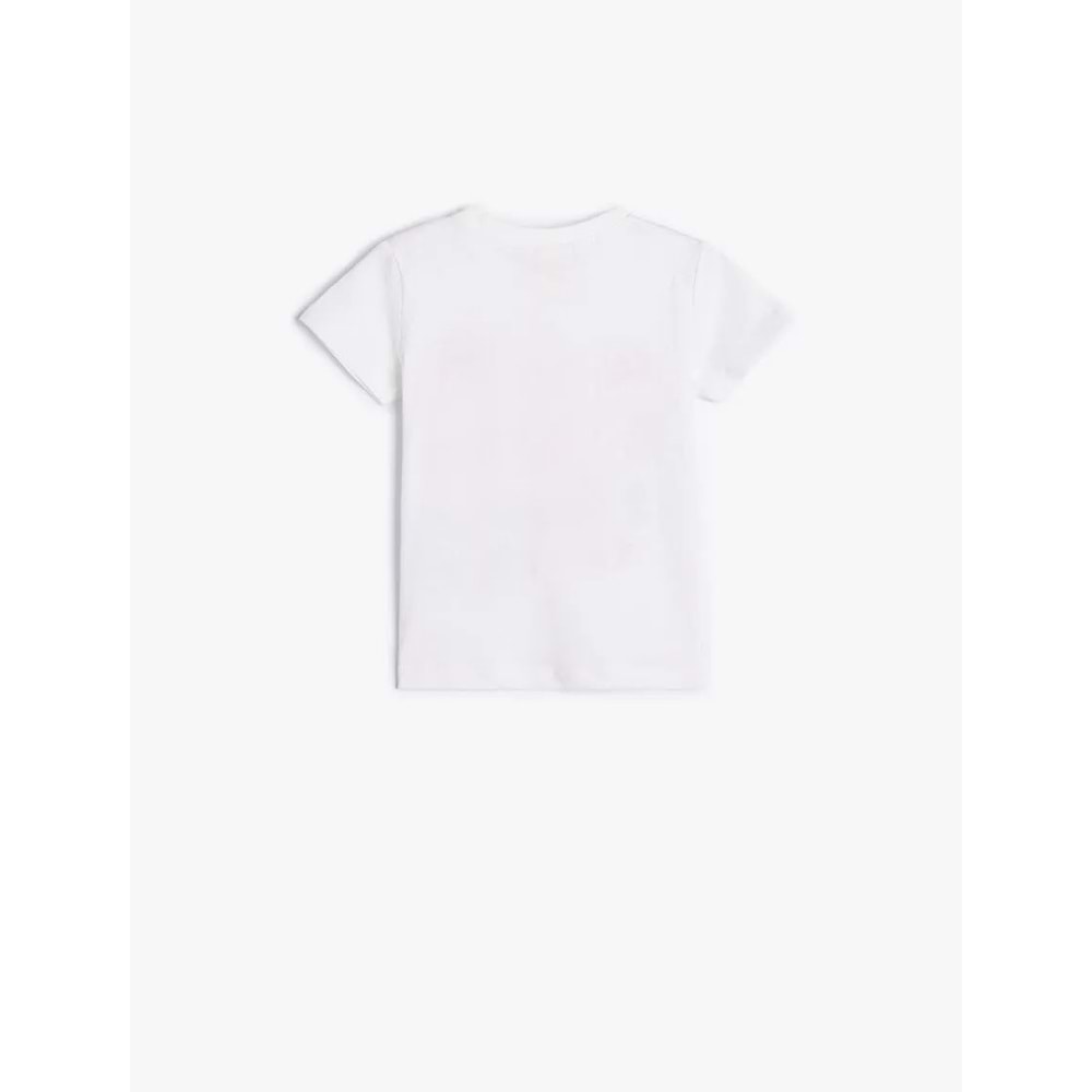 Kız Bebek Kelebek Baskılı Bisiklet Yaka Kısa Kollu Pamuklu Tişört 5SMG10026AK - KOTON - EKRU - 9-12 AY