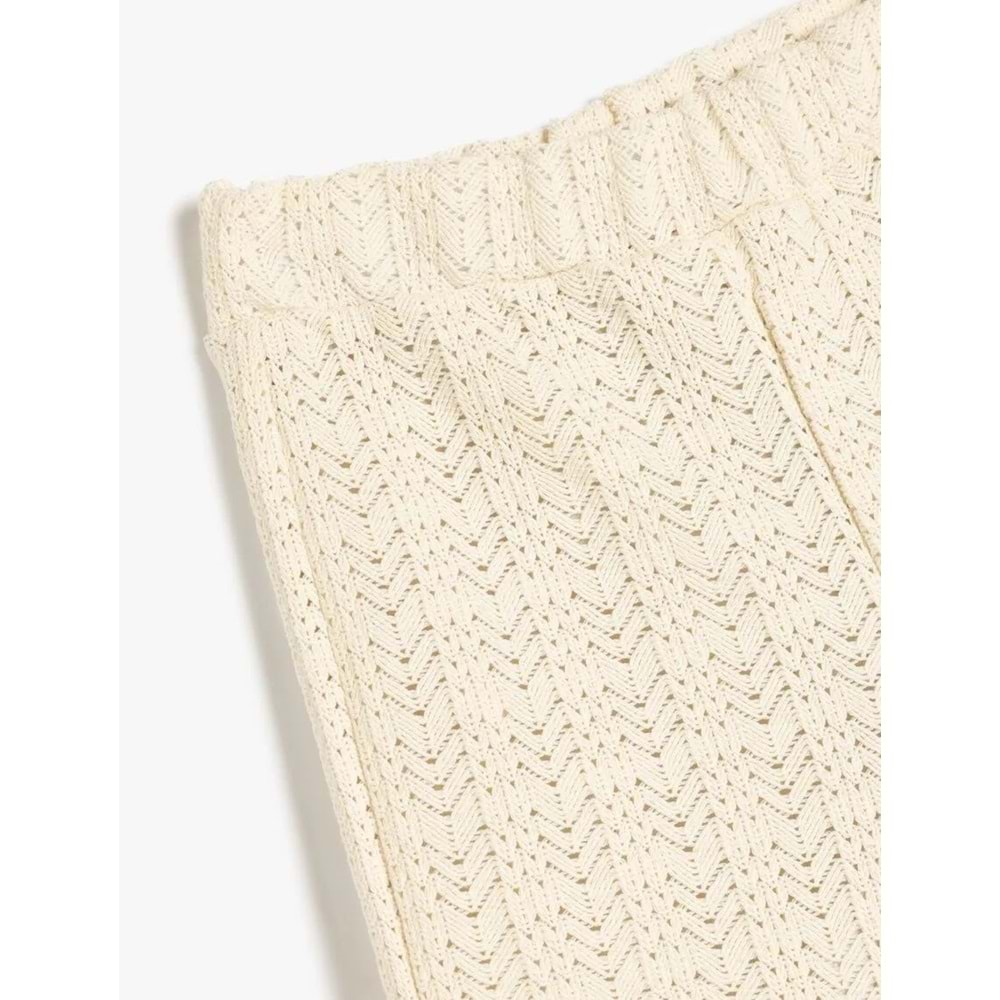 Kız Çocuk Düz Örgü Desenli Kroşe Mini Şort 5SKG40130AK - KOTON - BEJ - 9-10 YAŞ