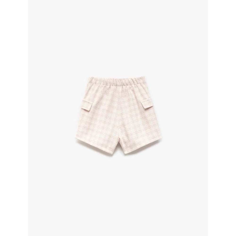 5SKG40138AW Kız Çocuk Beli Lastikli Cep Detaylı Tüvit Şort Etek