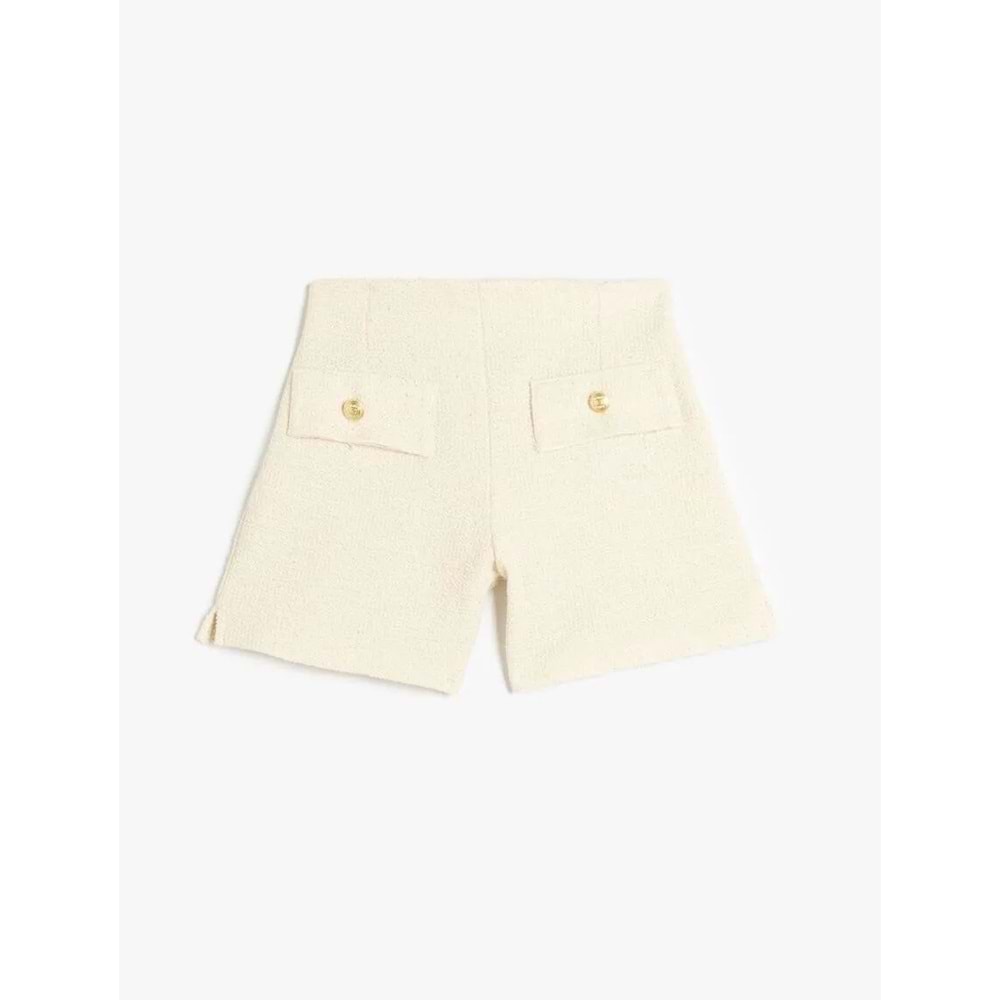 Düğme Detaylı Yırtmaçlı Tüvit Şort 5SKG40153AK - KOTON - EKRU - 13-14 YAŞ