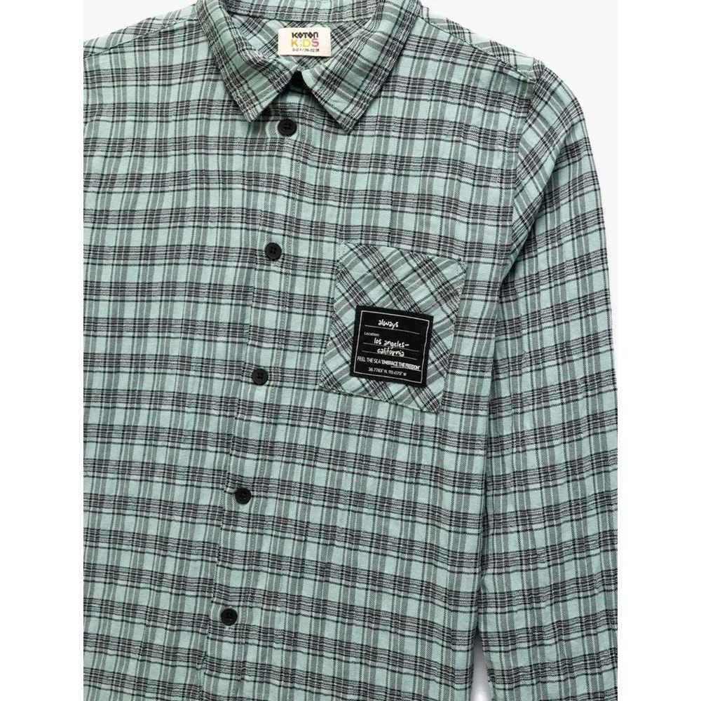 Erkek Çocuk Aplike Detaylı Uzun Kollu Ekoseli Gömlek 5SKB60085TW