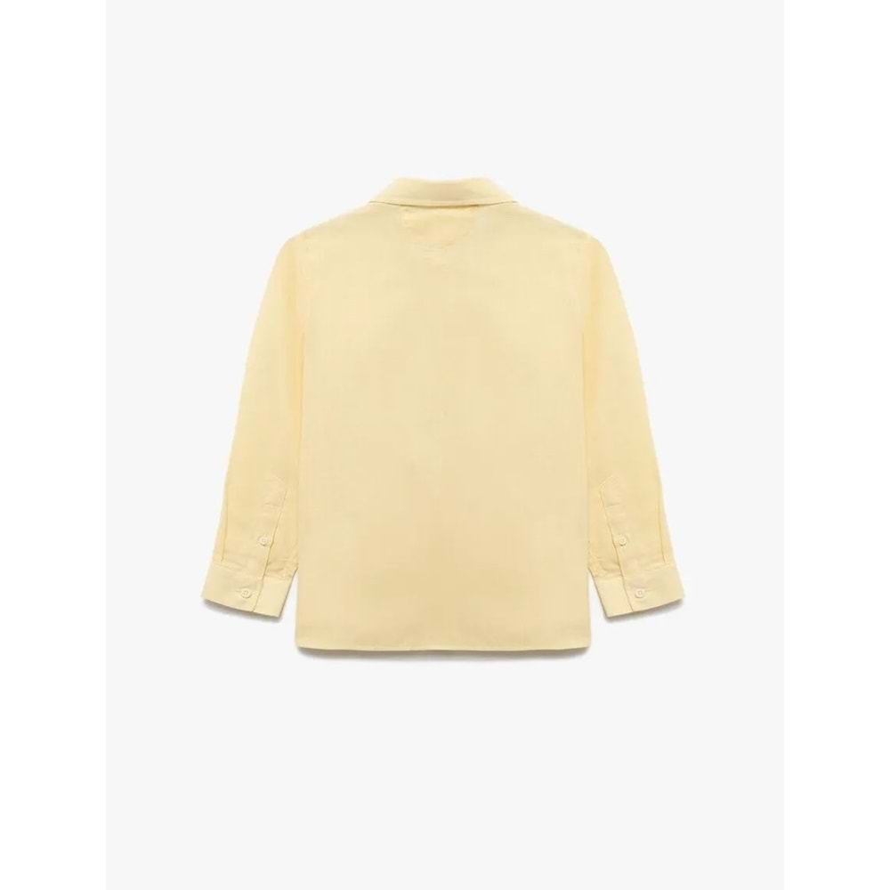 Erkek Çocuk Pamuklu Uzun Kollu Düğmeli Basic Gömlek 5SKB60144TW - KOTON - SARI - 6-7 YAŞ