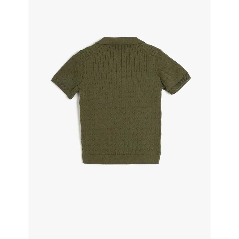 Erkek Çocuk Pamuklu Kısa Kollu Basic Triko Polo Yaka Tişört 5SKB90005TT - KOTON - HAKİ - 7-8 YAŞ