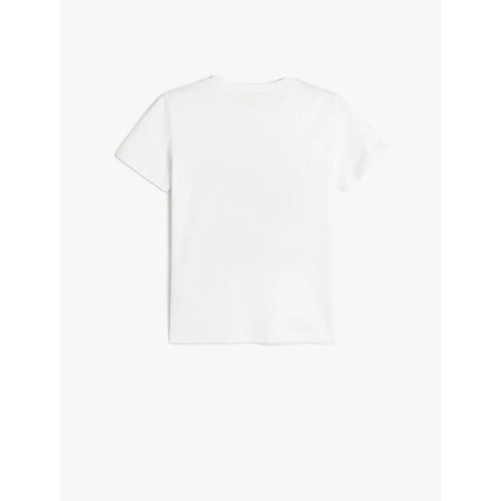 Erkek Çocuk Pamuklu Palmiye Baskılı Bisiklet Yaka Kısa Kollu Tişört 5SKB10088TK - KOTON - BEYAZ - 11-12 YAŞ