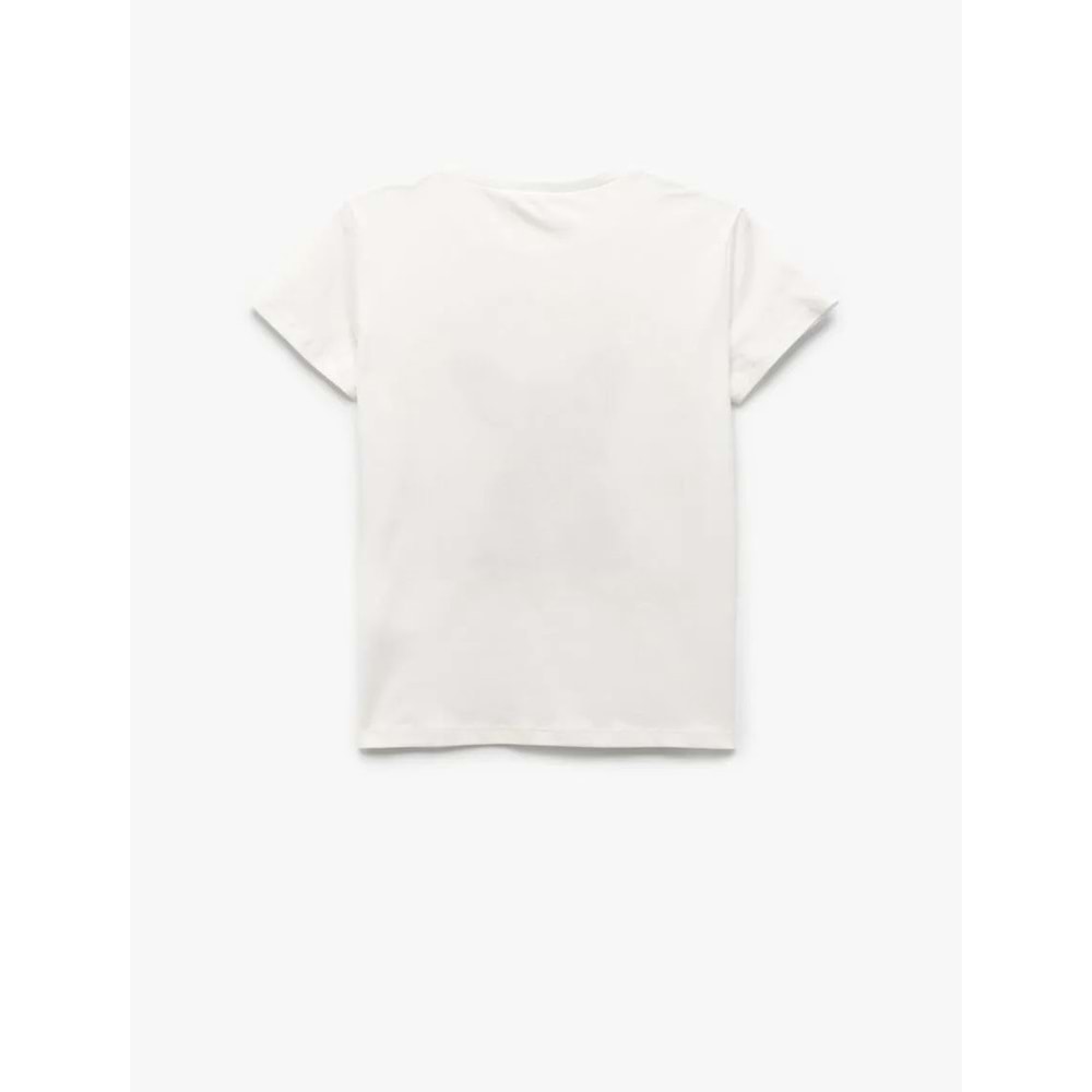 Kız Çocuk Bisiklet Yaka Pamuklu Köpek Baskılı Kısa Kollu Tişört - KOTON - EKRU - 4-5 YAŞ