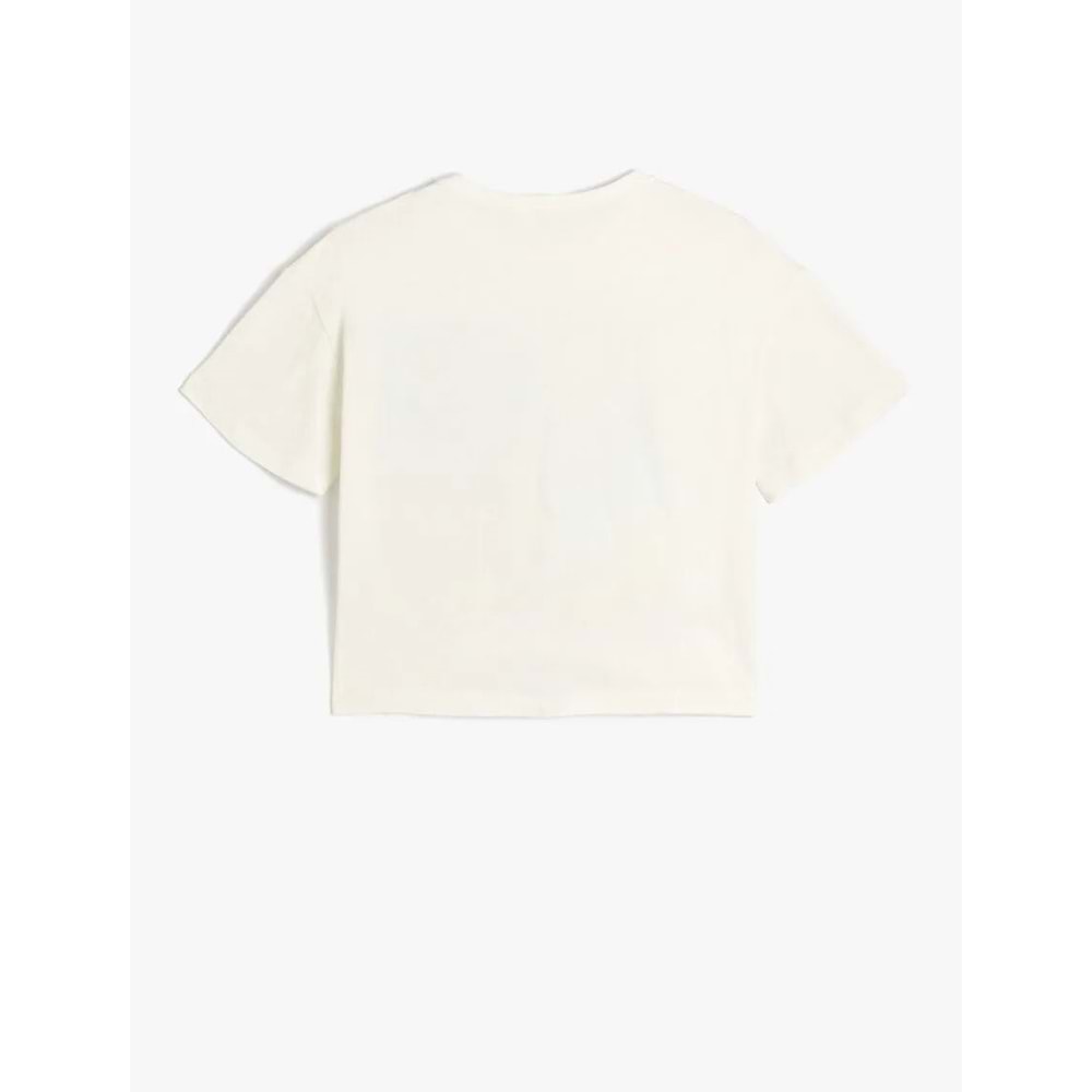 Kız Çocuk Tropik Baskılı Tişört Kısa Kollu Bisiklet Yaka 5SKG10141AK - KOTON - EKRU - 5-6 YAŞ