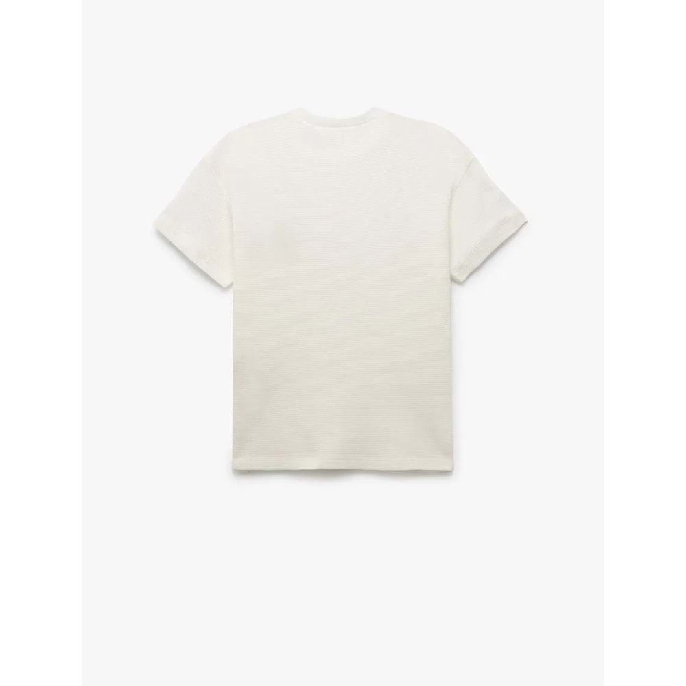 Erkek Çocuk Pamuklu Nakış Detaylı Bisiklet Yaka Kısa Kollu Tişört 5SKB10225TK - KOTON - EKRU - 4-5 YAŞ