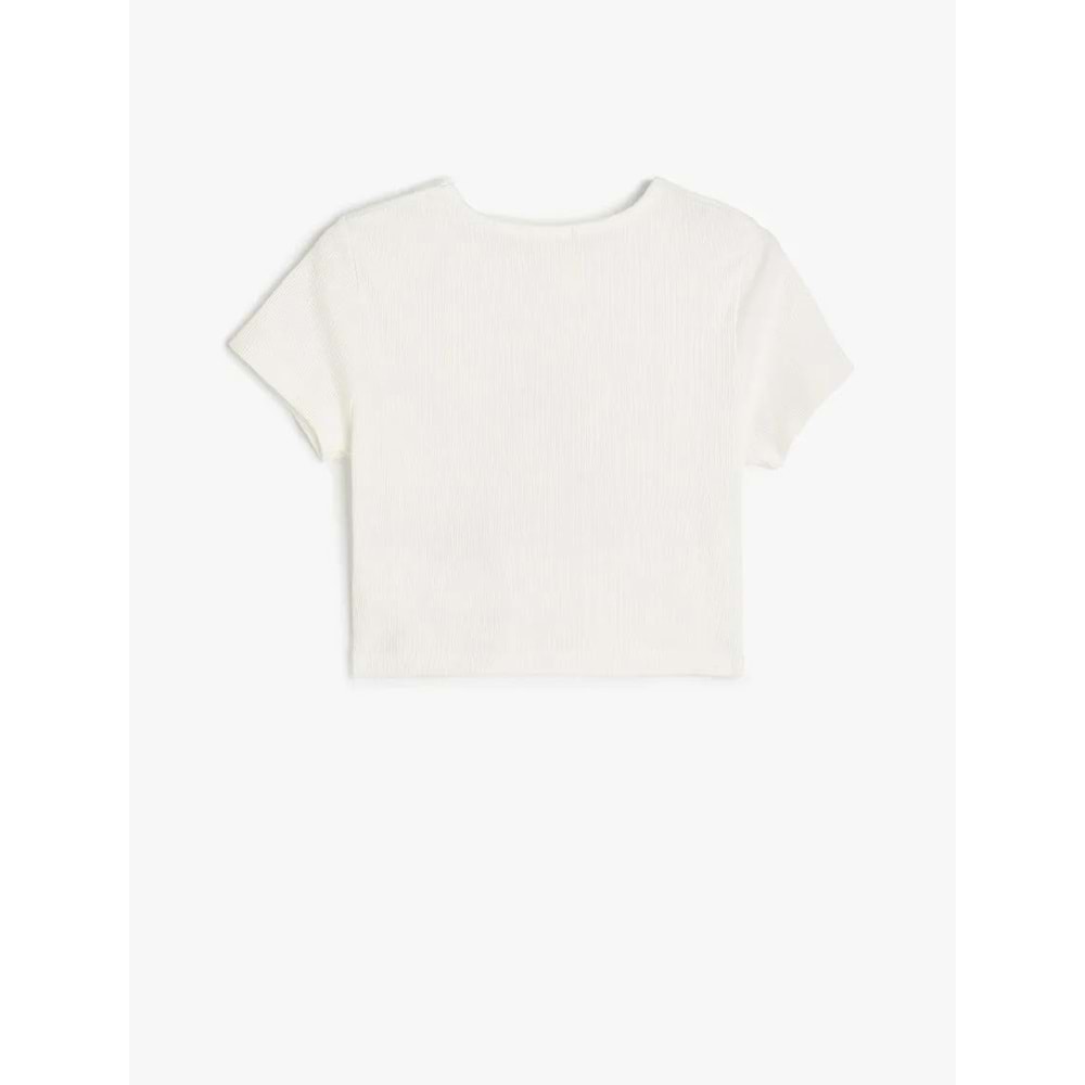 Kız Çocuk Anime Baskılı Kısa Kollu Bisiklet Yaka Pamuklu Tişört - KOTON - EKRU - 4-5 YAŞ