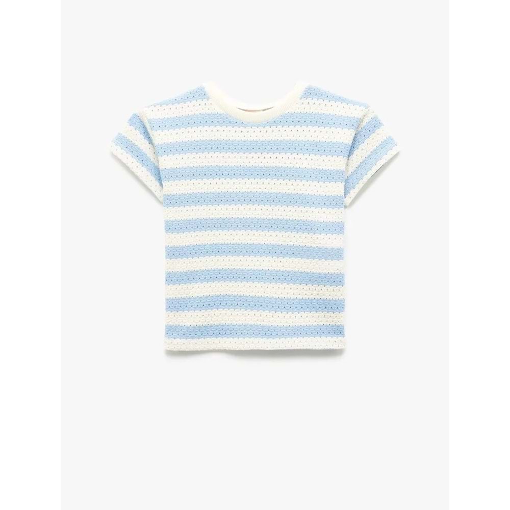 Erkek Bebek Kısa Kollu Bisiklet Yaka Çizgili Jakarlı Tişört 5SMB10258TK - KOTON - EKRU - 3-4 YAŞ