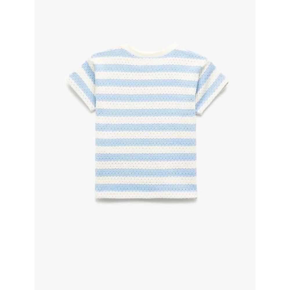 Erkek Bebek Kısa Kollu Bisiklet Yaka Çizgili Jakarlı Tişört 5SMB10258TK - KOTON - EKRU - 3-4 YAŞ