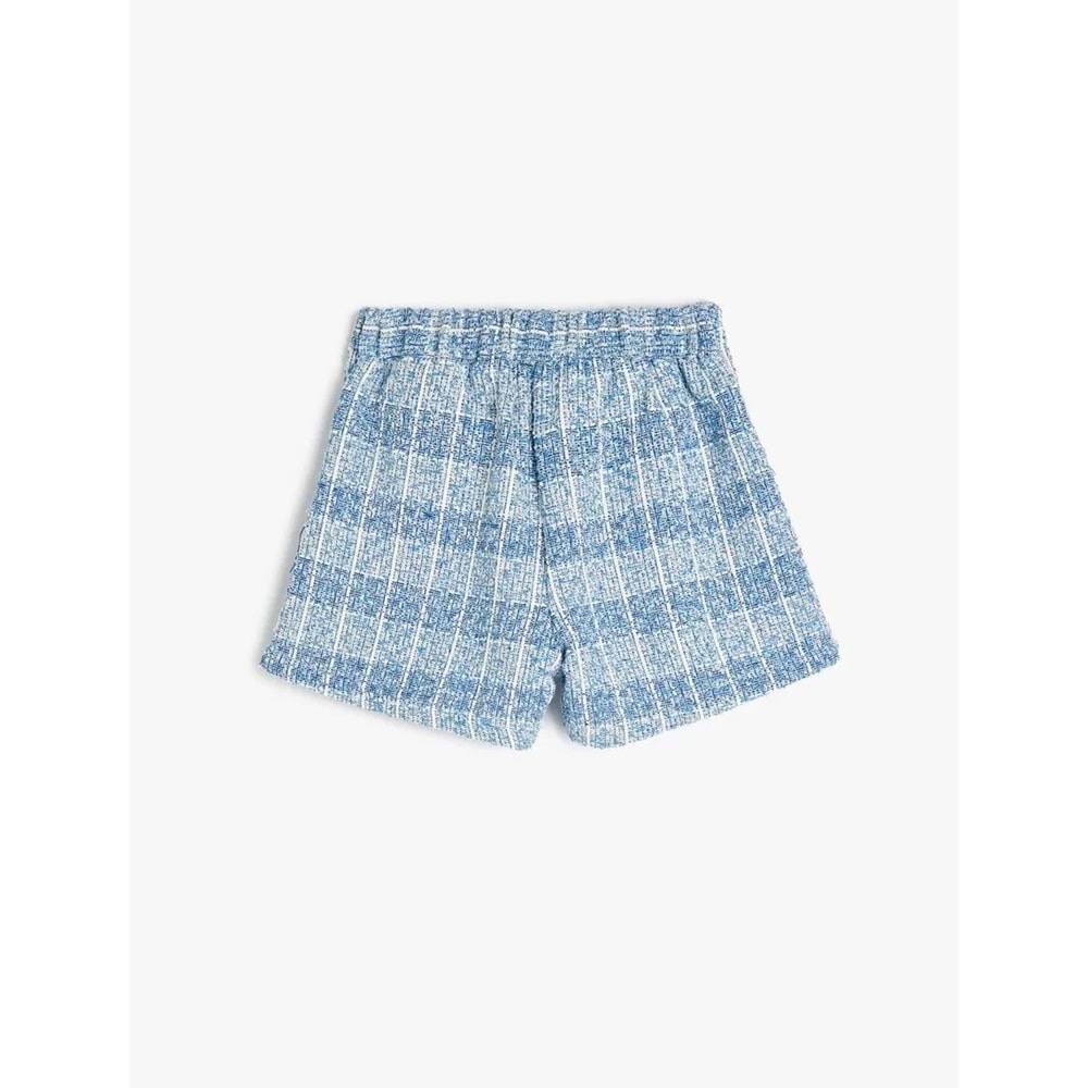 Kız Çocuk Düğme Detaylı Tüvit Şort 5SKG40046AW - KOTON - MAVİ - 9-10 YAŞ