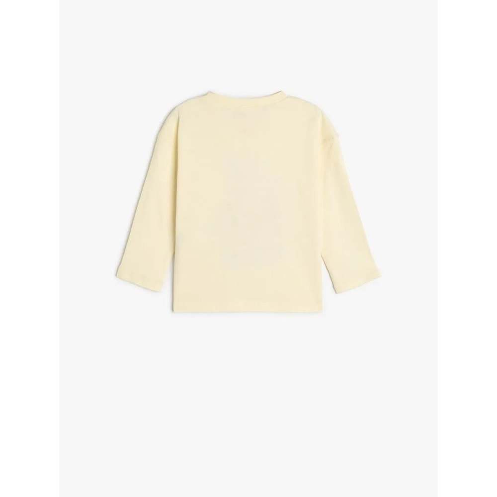 Erkek Bebek Pamuklu Baskı Detaylı Uzun Kollu Tişört 5SMB10179TK - KOTON - EKRU - 4-5 YAŞ