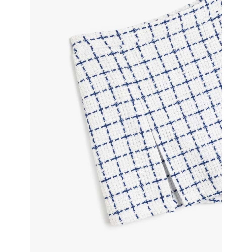 Kız Çocuk Ekose Desenli Pile Detaylı Tüvit Şort Etek 5SKG40047AW - KOTON - MAVİ - 6-7 YAŞ