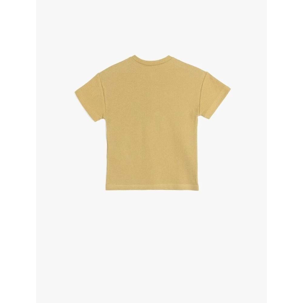 Erkek Bebek Pamuklu Kaktüs Nakış Detaylı Dokulu Tişört 5SMB10104TK - KOTON - HAKİ - 18-24 AY