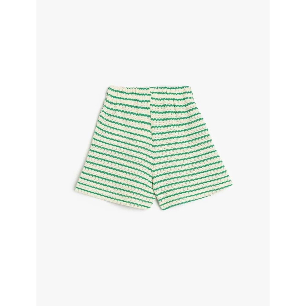 Kız Çocuk Ajurlu Şort Beli Lastikli Pamuk Karışımlı 5SKG40062AK - KOTON - YEŞİL - 9-10 YAŞ